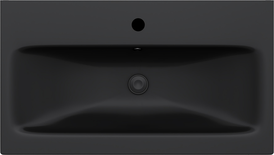 Тумба с раковиной AM.PM Gem 75 черная матовая, подвесная, с 2 ящиками