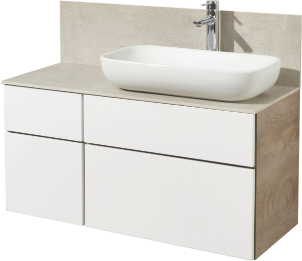Тумба с раковиной AQUATON Мишель 100 дуб эндгрейн, раковина AQUATON Лола 60