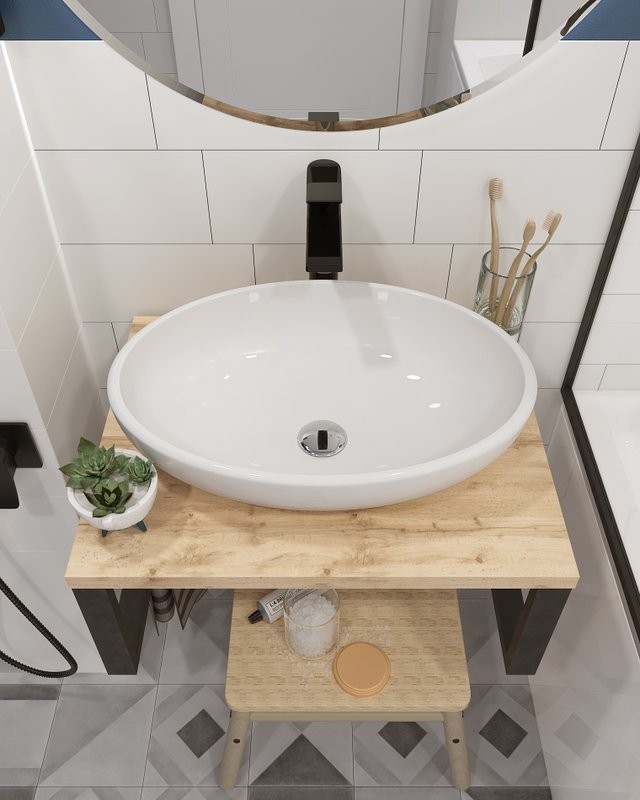 Столешница с раковиной 1MarKa Grunge Loft 60 дуб вотан