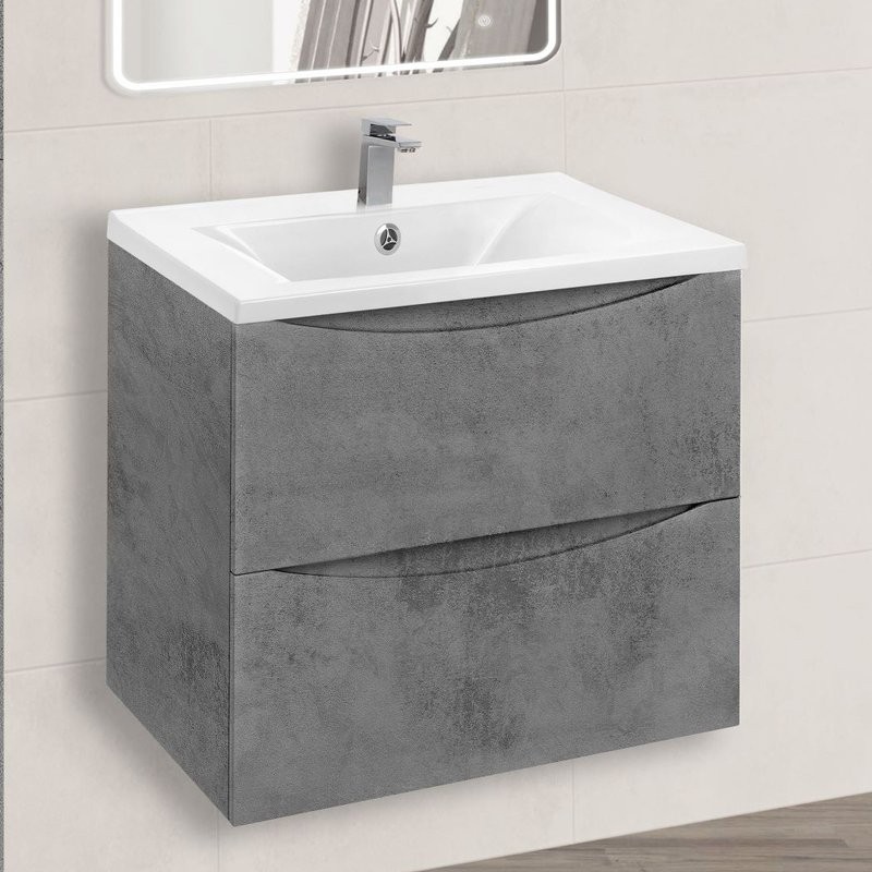 Тумба под раковину без столешницы Vincea Mia 60 подвесная, бетон, раковина VCB-3M600W