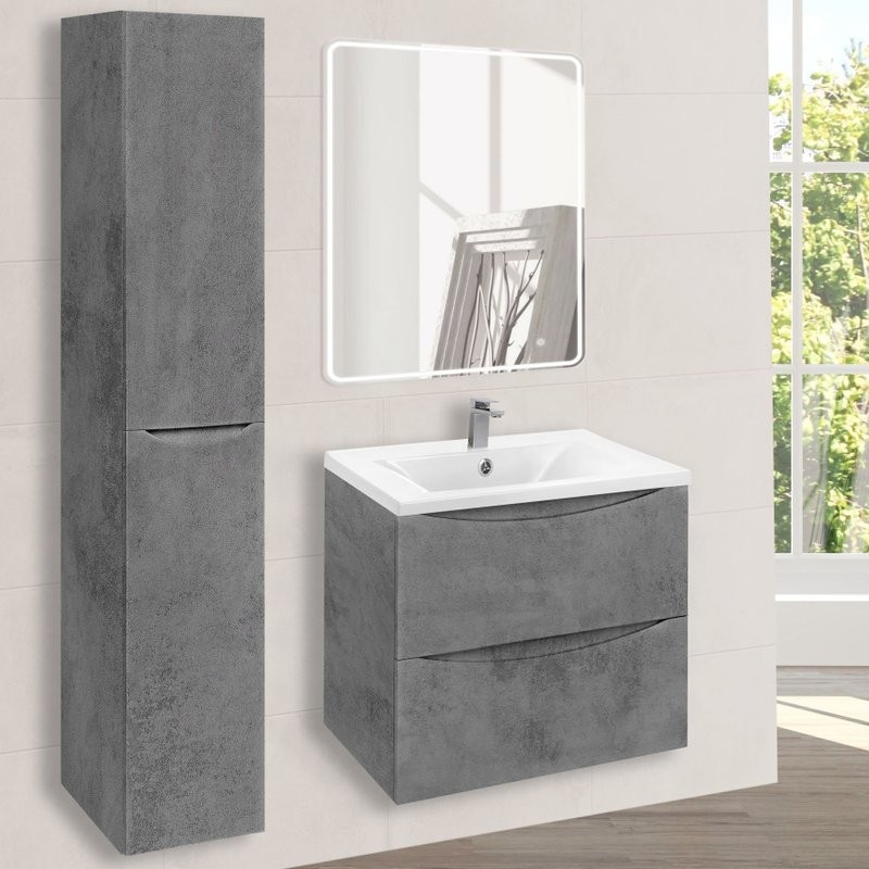 Тумба под раковину без столешницы Vincea Mia 60 подвесная, бетон, раковина VCB-3M600W