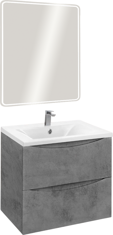 Тумба под раковину без столешницы Vincea Mia 60 подвесная, бетон, раковина VCB-3M600W
