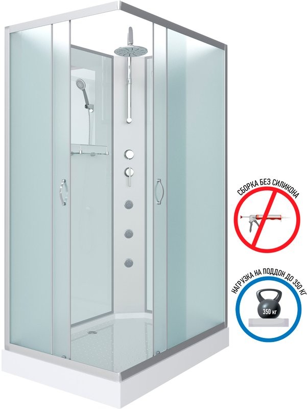 Душевая кабина Niagara Classic NG-43185-14QBKTG 110х80 см, без крыши, с гидромассажем и тропическим душем