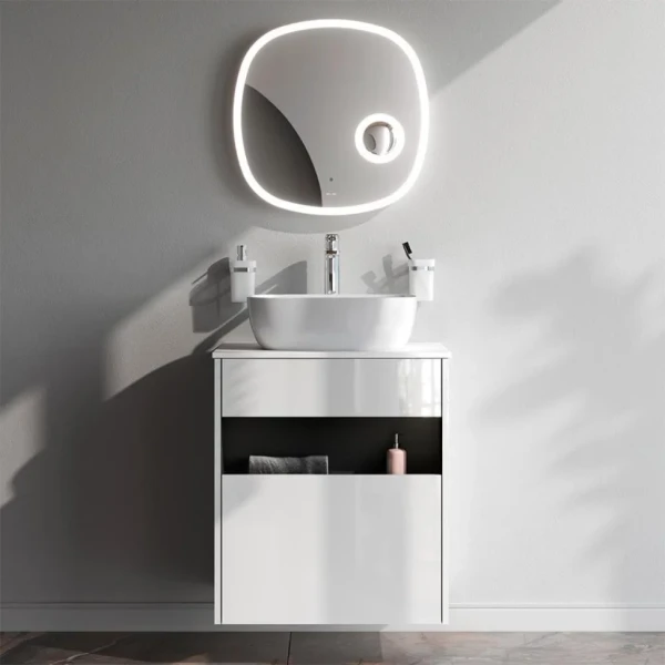 Мебель для ванной комнаты AM.PM Func 60 белый глянец, со столешницей, раковина M8FWCC10450WG
