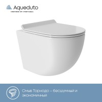 Комплект Унитаз подвесной Aqueduto Ovo Tornado OVOT0110 безободковый, с микролифтом, белый глянцевый + Инсталляция STWORKI + Кнопка Хельсинки 500471 черная матовая