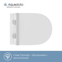 Комплект Унитаз подвесной Aqueduto Ovo Tornado OVOT0110 безободковый, с микролифтом, белый глянцевый + Инсталляция STWORKI + Кнопка Хельсинки 500471 черная матовая