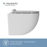 Комплект Унитаз подвесной Aqueduto Ovo Tornado OVOT0110 безободковый, с микролифтом, белый глянцевый + Инсталляция STWORKI + Кнопка Хельсинки 500471 черная матовая