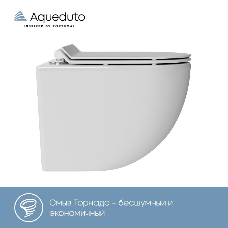 Комплект Унитаз подвесной Aqueduto Ovo Tornado OVOT0110 безободковый, с микролифтом, белый глянцевый + Инсталляция STWORKI + Кнопка Хельсинки 500471 черная матовая