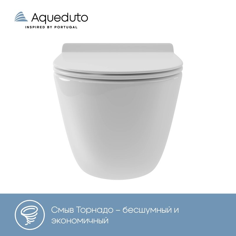 Комплект Унитаз подвесной Aqueduto Ovo Tornado OVOT0110 безободковый, с микролифтом, белый глянцевый + Инсталляция STWORKI + Кнопка Хельсинки 500471 черная матовая