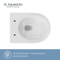 Комплект Унитаз подвесной Aqueduto Ovo Tornado OVOT0110 безободковый, с микролифтом, белый глянцевый + Инсталляция STWORKI + Кнопка Хельсинки 500471 черная матовая