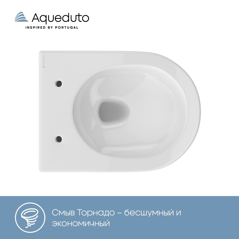 Комплект Унитаз подвесной Aqueduto Ovo Tornado OVOT0110 безободковый, с микролифтом, белый глянцевый + Инсталляция STWORKI + Кнопка Хельсинки 500471 черная матовая