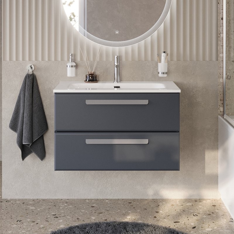 Тумба под раковину без столешницы Cezares Eco Cer-N 80 grafito, ручки серые