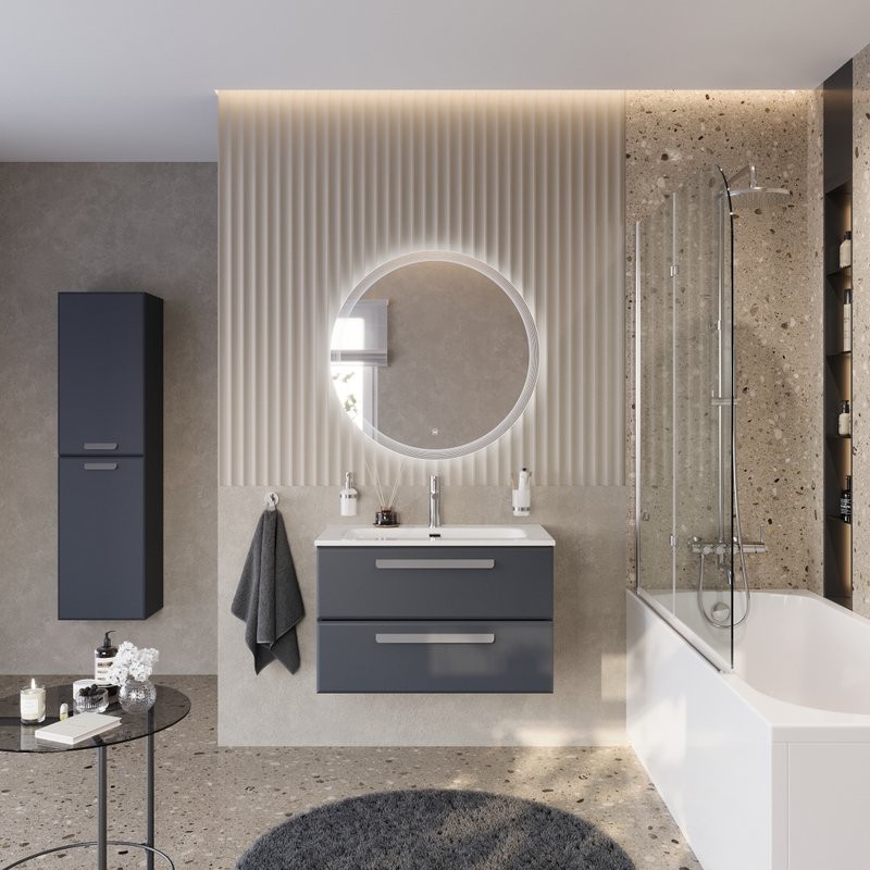 Тумба под раковину без столешницы Cezares Eco Cer-N 80 grafito, ручки серые