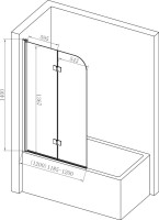 Шторка на ванну AQUAme AQM2852B 120х140, профиль хром