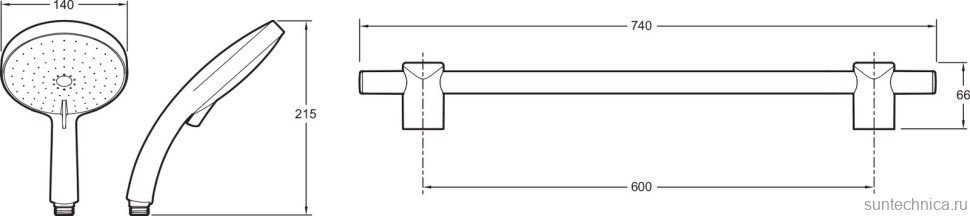 Душевой комплект Термостат Jacob Delafon Brive E24334-CP, для душа + Гарнитур Citrus