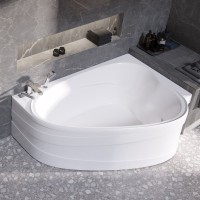 Акриловая ванна Marka One Love R 185x135 см, угловая, правая, пристенная, белая, асимметричная, с каркасом, для двоих