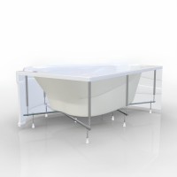 Акриловая ванна Marka One Love R 185x135 см, угловая, правая, пристенная, белая, асимметричная, с каркасом, для двоих