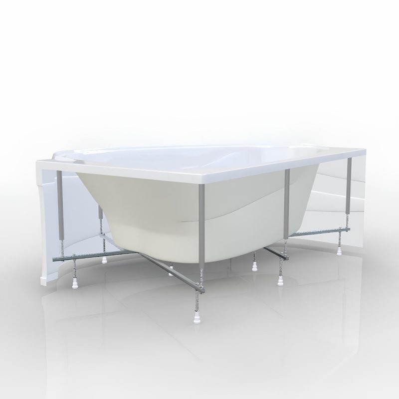 Акриловая ванна Marka One Love R 185x135 см, угловая, правая, пристенная, белая, асимметричная, с каркасом, для двоих