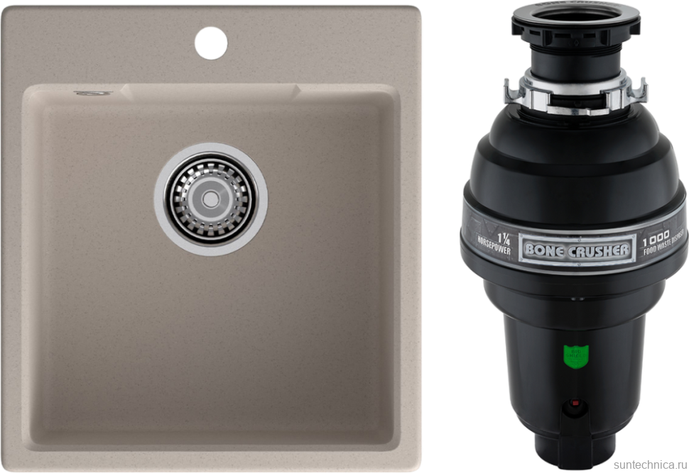 Комплект Мойка GranFest Urban 644 песочная + Измельчитель Bone Crusher BC 1000-AS
