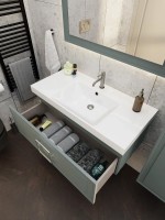 Тумба с раковиной La Fenice Cubo 100 подвесная, grigio, ручка хром, раковина Cubo 100