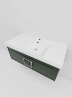Тумба с раковиной La Fenice Cubo 100 подвесная, grigio, ручка хром, раковина Cubo 100