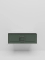 Тумба с раковиной La Fenice Cubo 100 подвесная, grigio, ручка хром, раковина Cubo 100