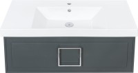 Тумба с раковиной La Fenice Cubo 100 подвесная, grigio, ручка хром, раковина Cubo 100