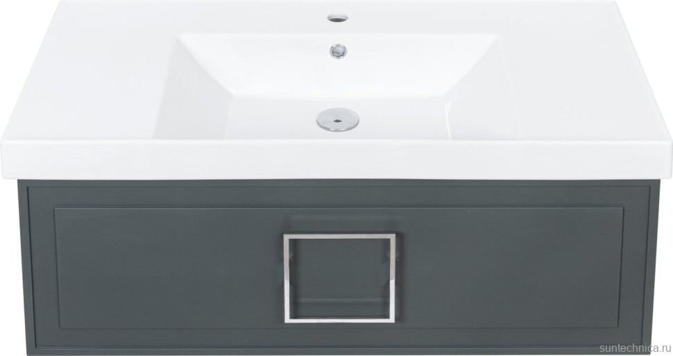 Тумба с раковиной La Fenice Cubo 100 подвесная, grigio, ручка хром, раковина Cubo 100
