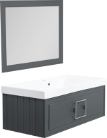 Тумба с раковиной La Fenice Cubo 100 подвесная, grigio, ручка хром, раковина Cubo 100