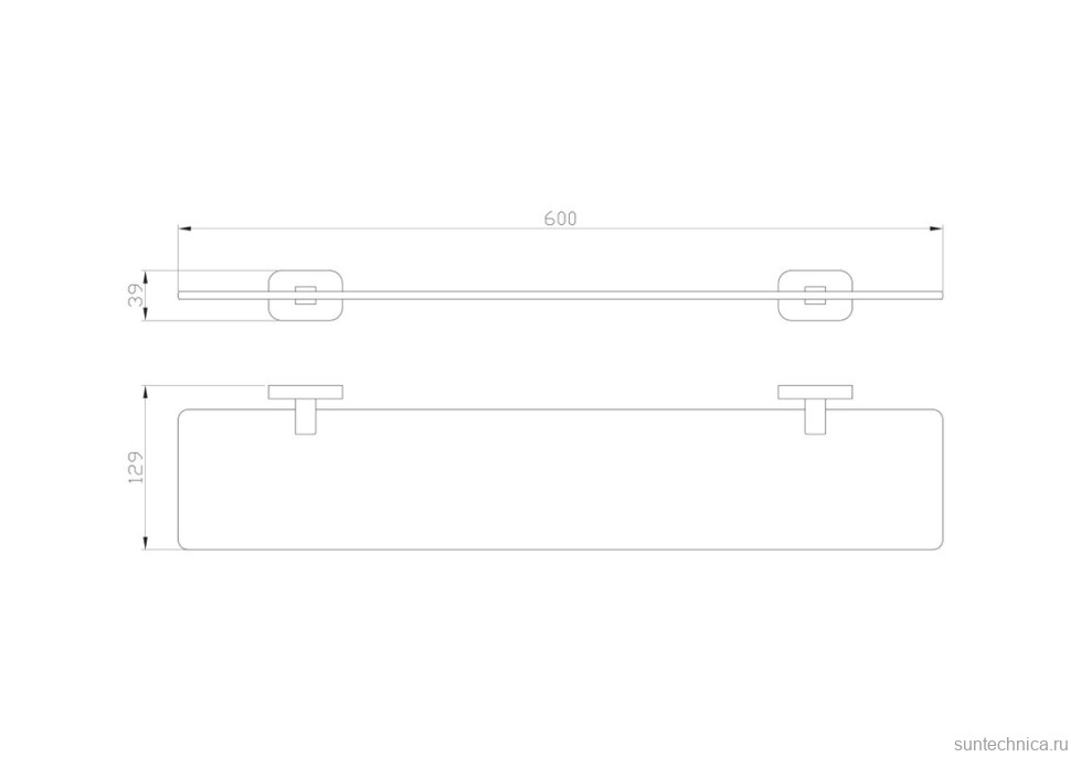 Полка под зеркало Wonzon & Woghand Graffity WW-9327-BG 60 см, стеклянная
