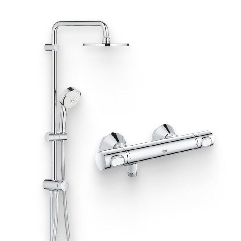 Душевой комплект Термостат Grohe Grohtherm 34793000 + Стойка New Tempesta Cosmopolitan 27394002