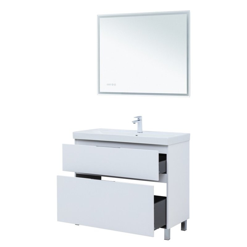 Тумба под раковину Aquanet Алвита New 100 напольная, белый матовый