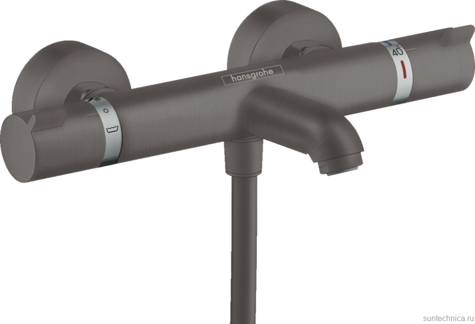 Термостатический смеситель Hansgrohe Ecostat Comfort 13114340 для ванны с душем, шлифованный черный хром