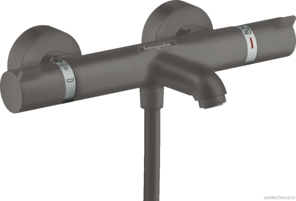 Термостатический смеситель Hansgrohe Ecostat Comfort 13114340 для ванны с душем, шлифованный черный хром