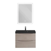 Мебель для ванной комнаты BelBagno Marino 60 подвесная, rovere grigio, черная раовина
