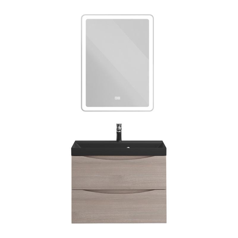 Мебель для ванной комнаты BelBagno Marino 60 подвесная, rovere grigio, черная раовина