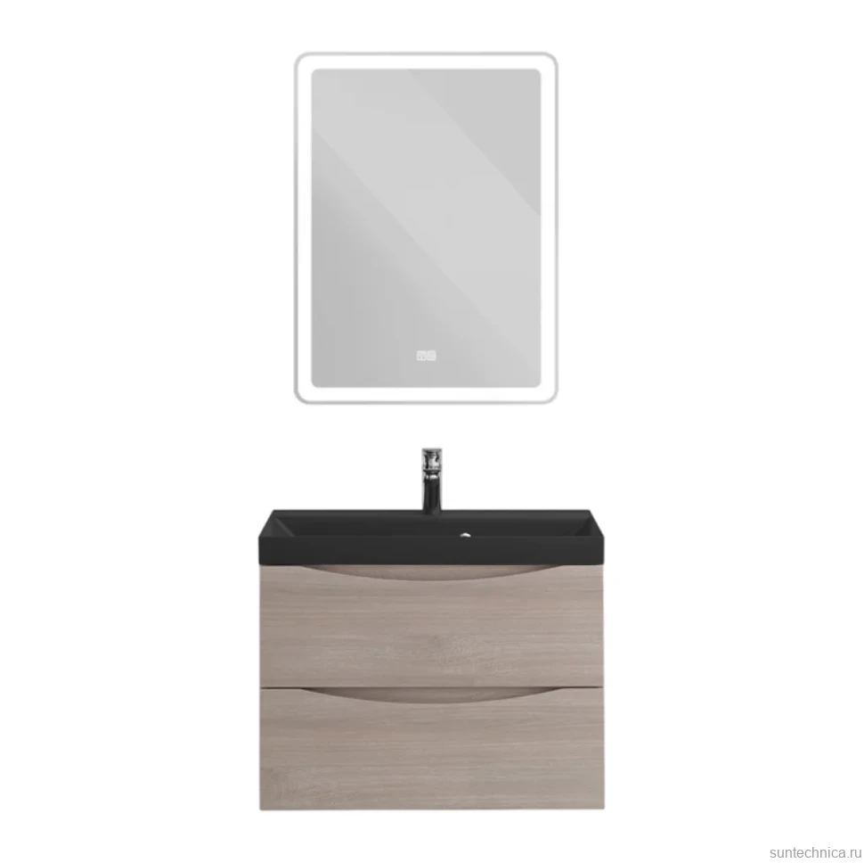 Мебель для ванной комнаты BelBagno Marino 60 подвесная, rovere grigio, черная раовина