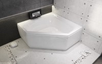 Акриловая ванна Riho Austin 145x145 см, угловая, левая, пристенная, белая, пятиугольная, с каркасом, со сливом-переливом