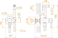 Гигиенический душ RGW Shower Panels SP-211Gr со смесителем, С ВНУТРЕННЕЙ ЧАСТЬЮ, серый