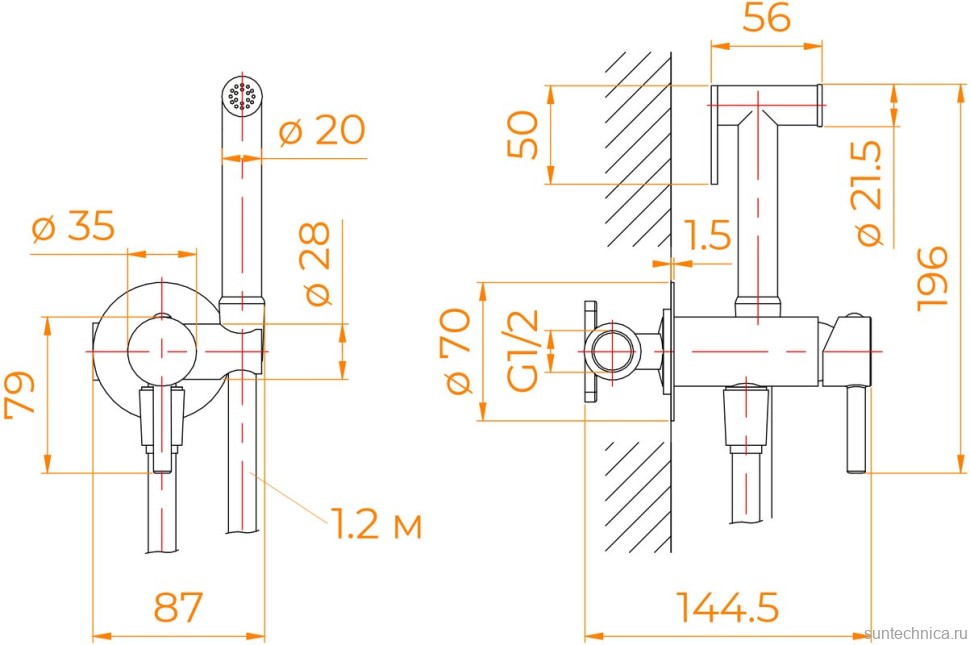 Гигиенический душ RGW Shower Panels SP-211Gr со смесителем, С ВНУТРЕННЕЙ ЧАСТЬЮ, серый