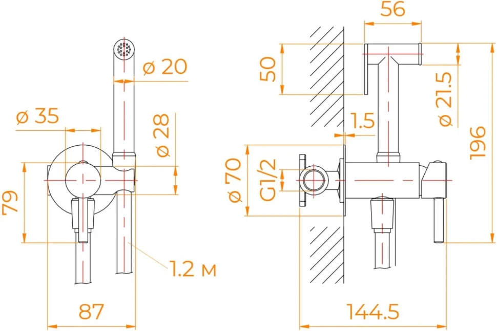 Гигиенический душ RGW Shower Panels SP-211Gr со смесителем, С ВНУТРЕННЕЙ ЧАСТЬЮ, серый