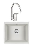Комплект Мойка Paulmark Gera 60 PM205546-WH белый + Смеситель Grohe Euroeco