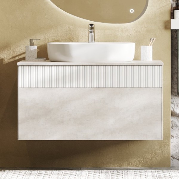 Тумба с раковиной AQUATON Марбл 100 слэйт, белая матовая, раковина 1WH501710