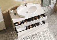 Тумба с раковиной AQUATON Марбл 100 слэйт, белая матовая, раковина 1WH501710