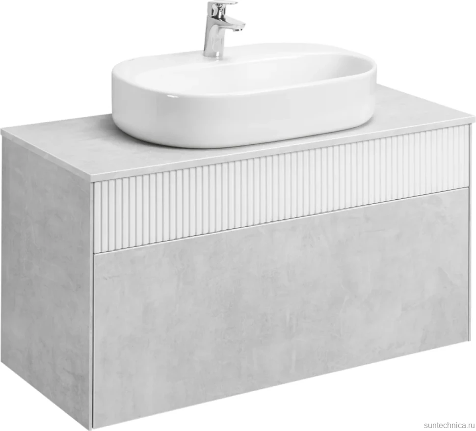 Тумба с раковиной AQUATON Марбл 100 слэйт, белая матовая, раковина 1WH501710