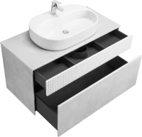 Тумба с раковиной AQUATON Марбл 100 слэйт, белая матовая, раковина 1WH501710