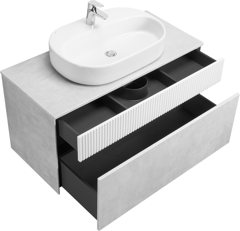 Тумба с раковиной AQUATON Марбл 100 слэйт, белая матовая, раковина 1WH501710
