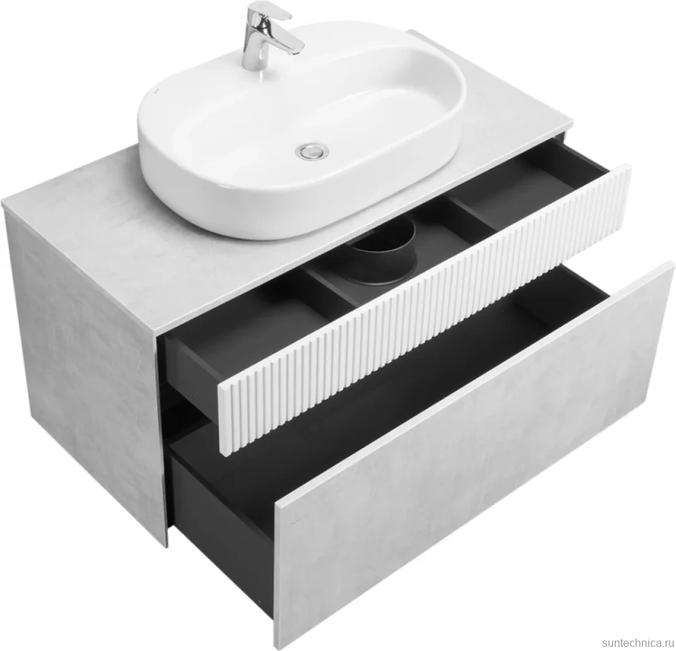 Тумба с раковиной AQUATON Марбл 100 слэйт, белая матовая, раковина 1WH501710