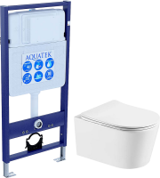 Комплект Унитаз подвесной AQUATEK Оберон Т AQ1365T-00 безободковый, с микролифтом + Инсталляция Standard INS-0000012