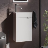 Тумба с раковиной Sancos Mini 35 L подвесная, белый глянец